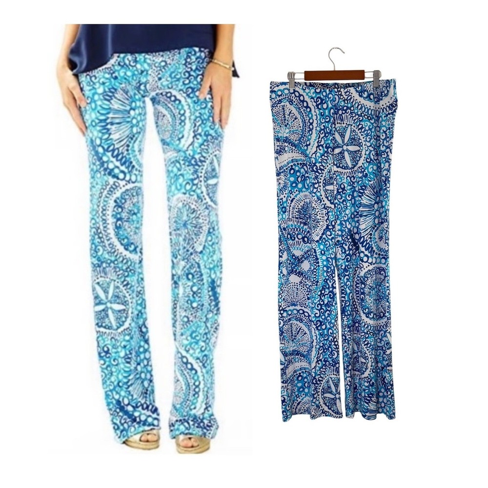 NWOT Lilly Pulitzer Georgia May Palazzi‎ Pants Blue White Women's M